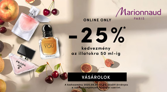 Marionnaud kedvezmény -25% a kiválasztott illatokra 50 ml-ig