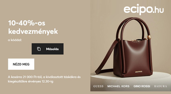 ecipo kuponkód - akár -40% a kiválasztott táskákra és hátizsákokra
