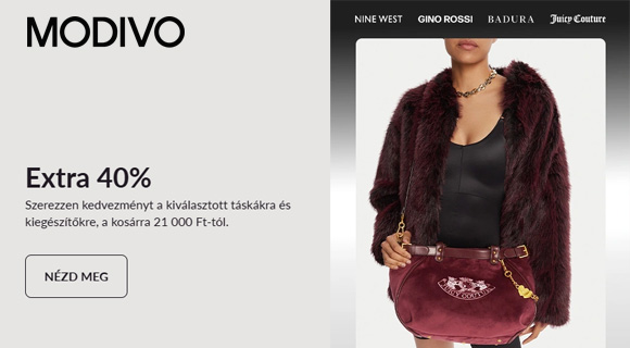 Modivo kuponkód - akár -40% a kiválasztott női táskákra és kiegészítőkre