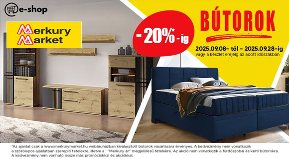 Akár - 25% a kiválasztott bútorokra a Merkurymarket.hu oldalon