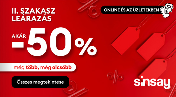 Leárazás - akár -50% kedvezmény a Sinsay.com oldalon