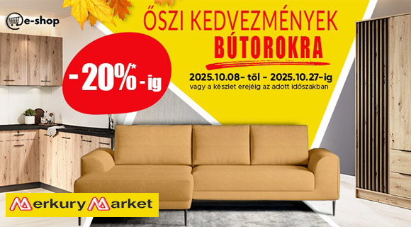 Akár - 20% a kiválasztott bútorokra a Merkurymarket.hu oldalon