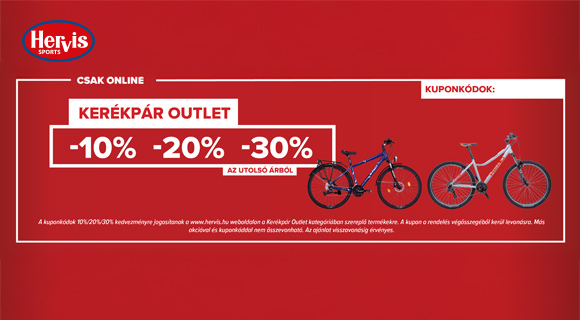Hervis kuponkód -akár -30% a kiválasztott kerékpárokra