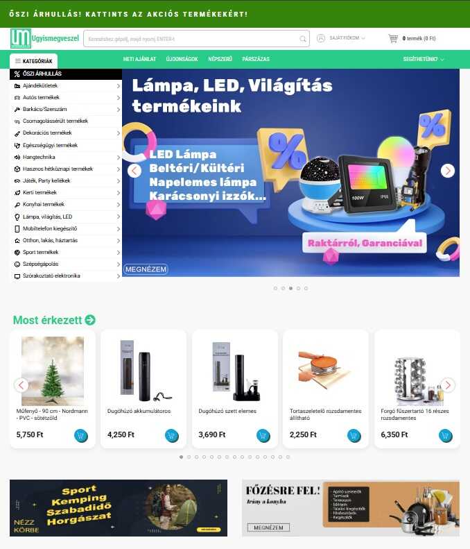 Ugyismegveszel webshop főoldala