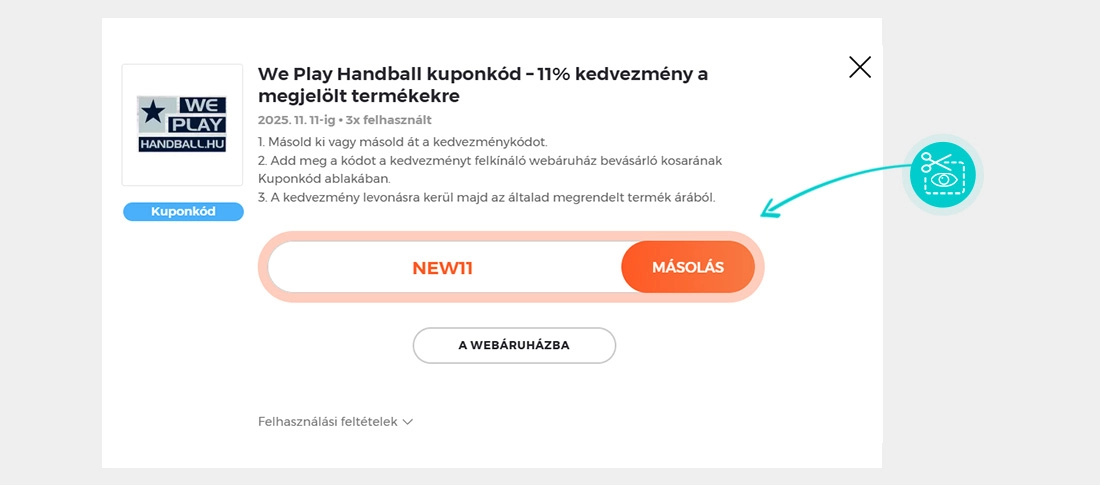 Útmutató egy WePlayHandball kuponkód bemásolásához