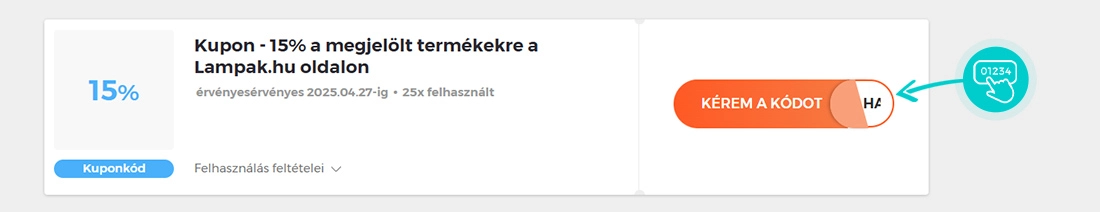 Példa egy Lámpák.hu kuponkódra