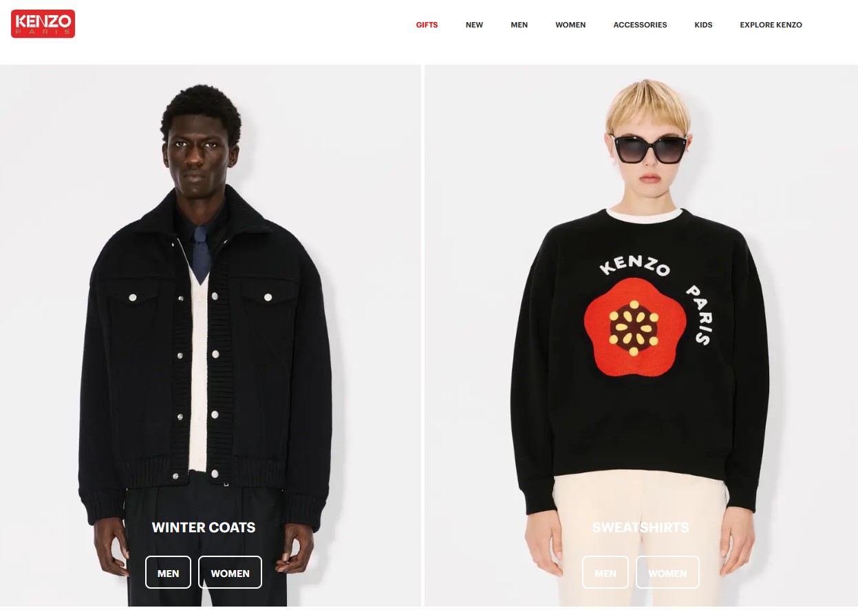 kenzo webshop főoldala