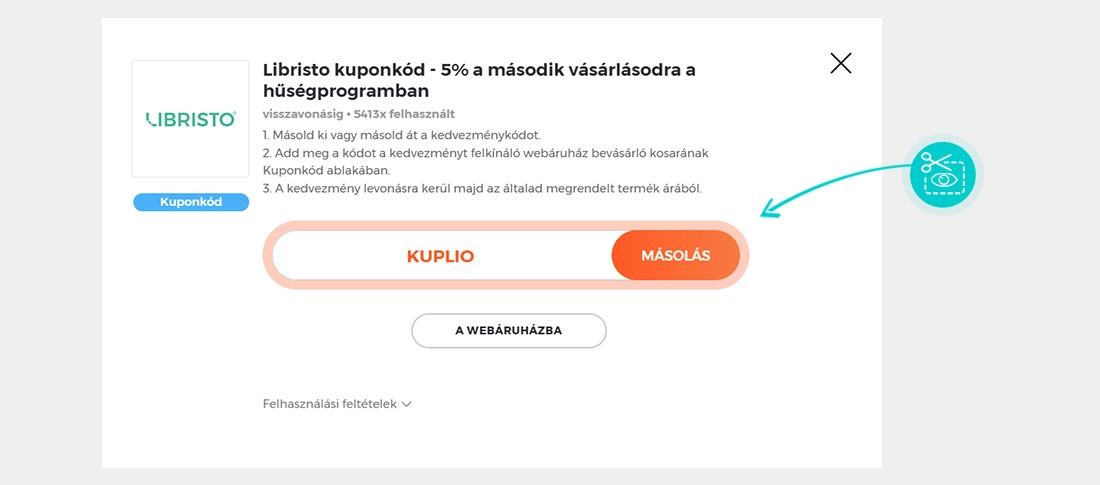 Útmutató egy Libristo kuponkód bemásolásához