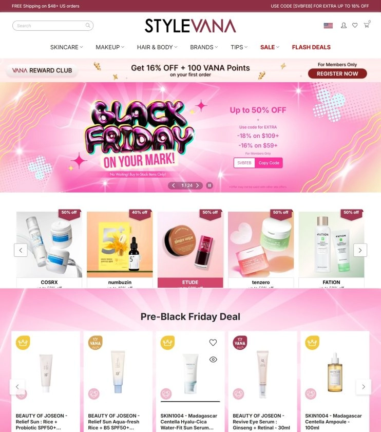 Termékek a Stylevana webáruház főoldalán