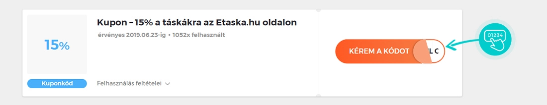 Példa egy Etaska kuponkódra