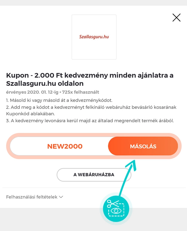 Útmutató egy Szallasguru kuponkód bemásolásához