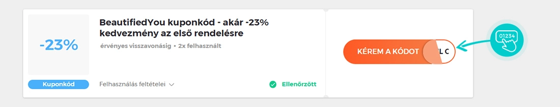 Példa egy BeautifiedYou kuponkódra
