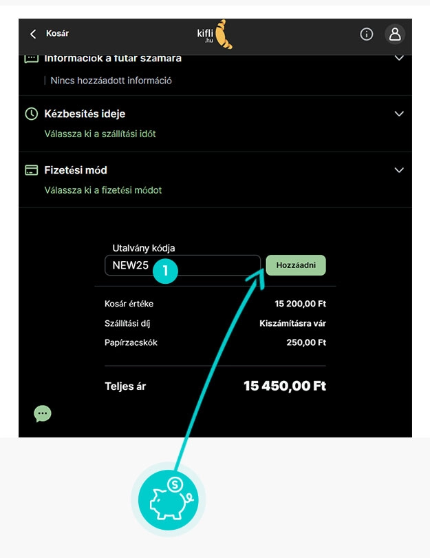 Útmutató egy Kifli kuponkód beváltásához