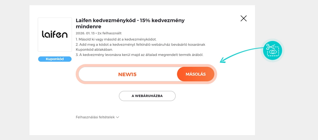 Útmutató egy Laifen kuponkód bemásolásához