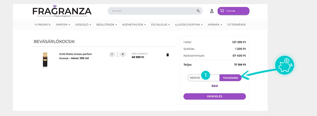 Útmutató egy Fragranza kuponkód beváltásához