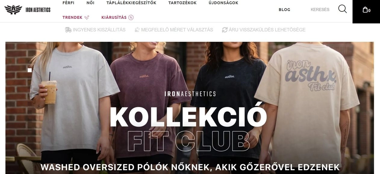 A webshop főoldala