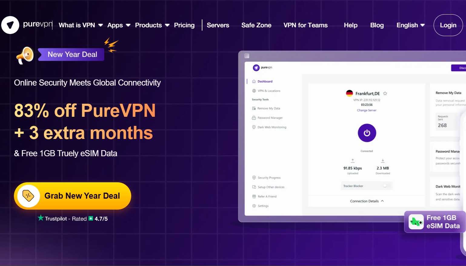 PureVPN webshop főoldala