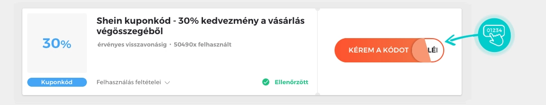 Példa egy Shein kuponkódra