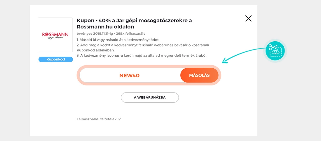 Útmutató egy Rossmann kuponkód bemásolásához