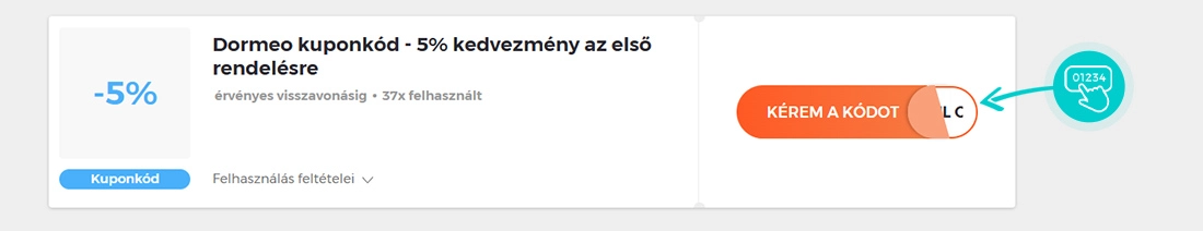 Példa egy Dormeo kuponkódra