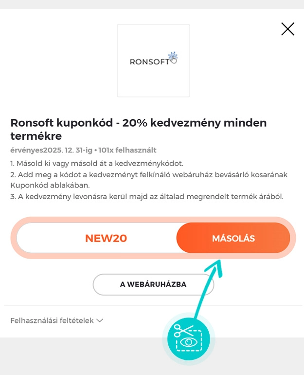 Útmutató egy Ronsoft kuponkód bemásolásához