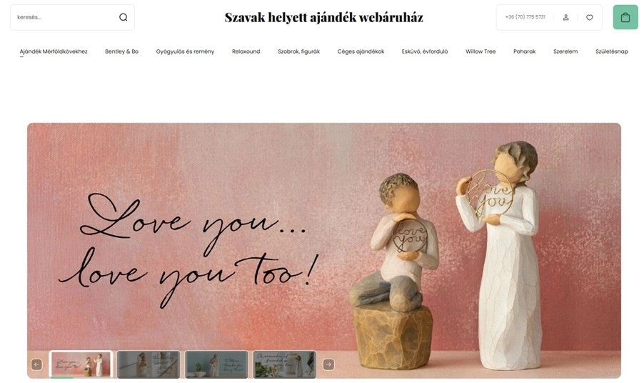 A webáruház főoldala