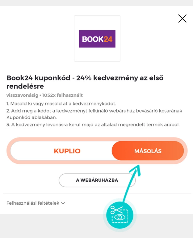 Útmutató egy Book24 kuponkód bemásolásához