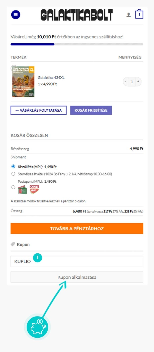 Útmutató egy Galaktikabolt kuponkód beváltásához