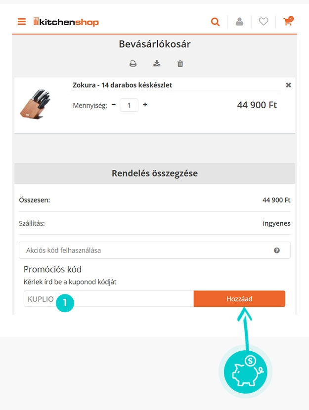 Útmutató egy KitchenShop kuponkód beváltásához