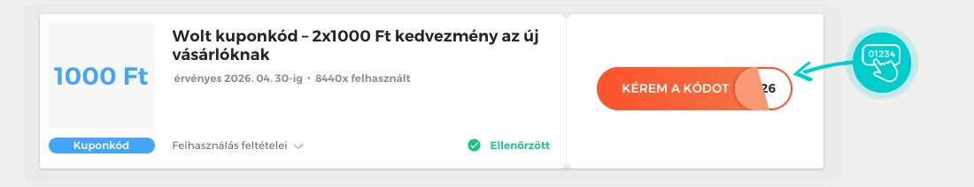 Példa egy Wolt kuponkódra