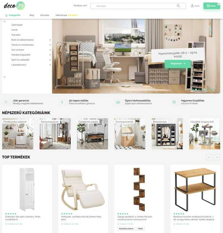 Deco24 webáruház főoldala