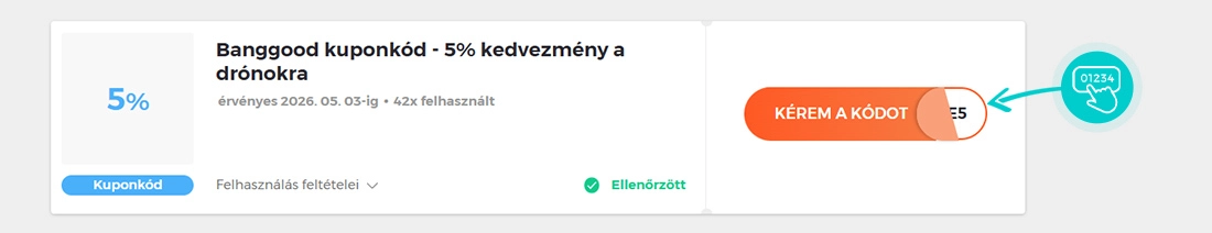 Példa egy Banggood kuponkódra