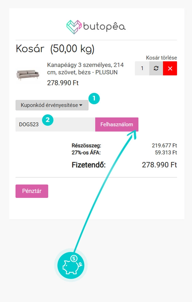 Útmutató egy Butopêa kuponkód beváltásához