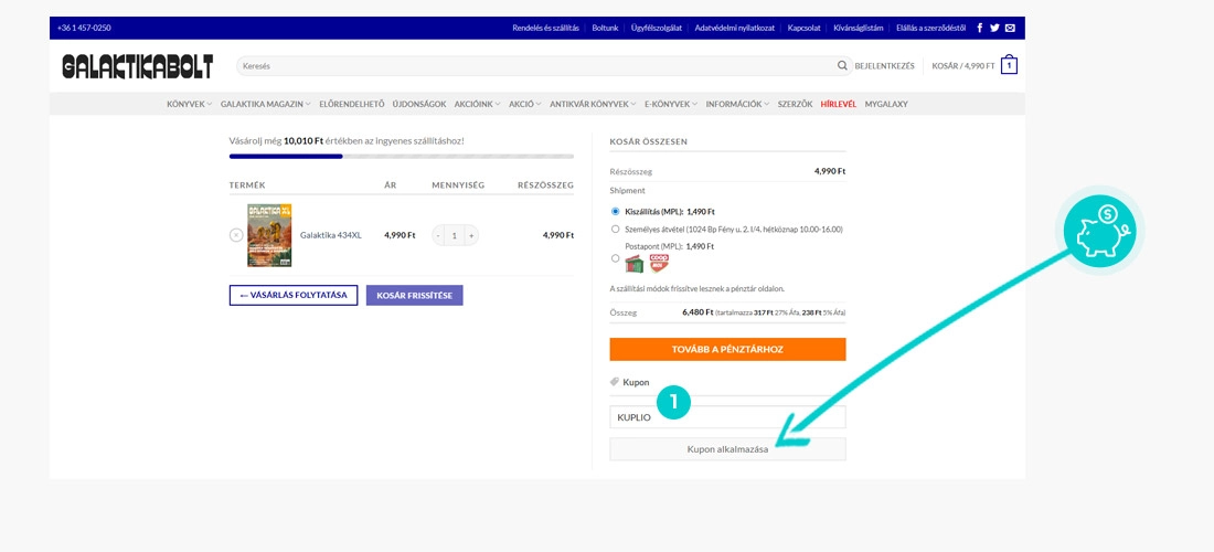 Útmutató egy Galaktikabolt kuponkód beváltásához