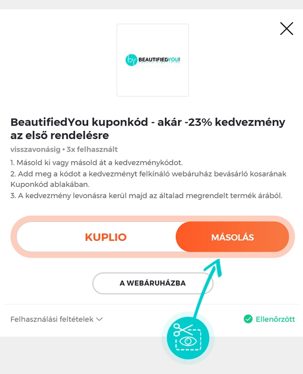 Útmutató egy BeautifiedYou kuponkód bemásolásához