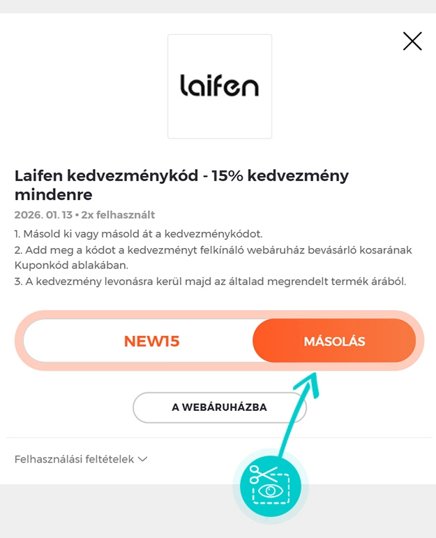 Útmutató egy Laifen kuponkód bemásolásához