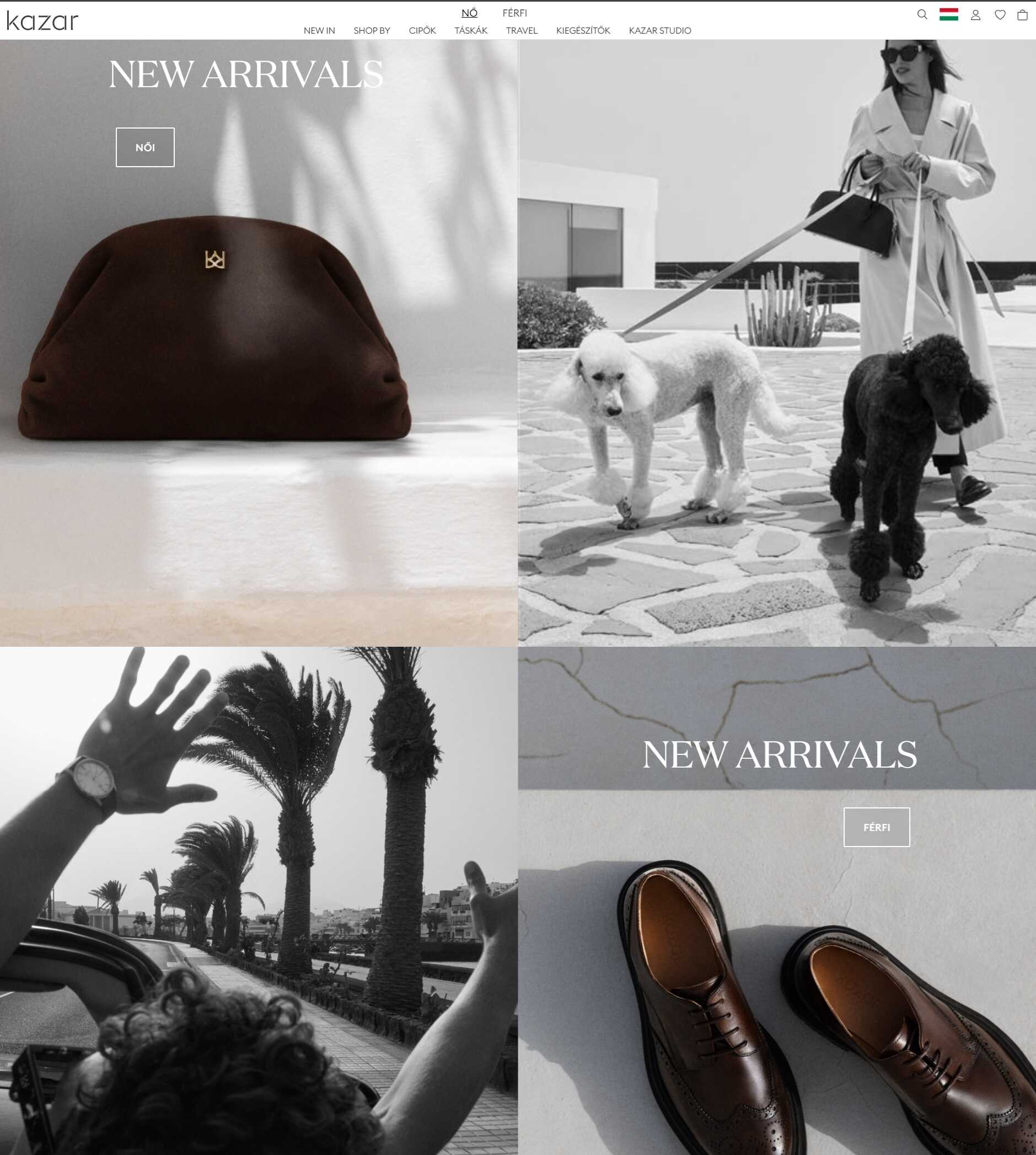 Kazar webáruház főoldala