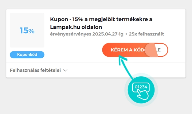 Példa egy Lámpák.hu kuponkódra
