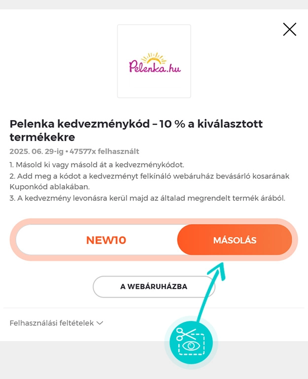 Útmutató egy Pelenka.hu kuponkód bemásolásához