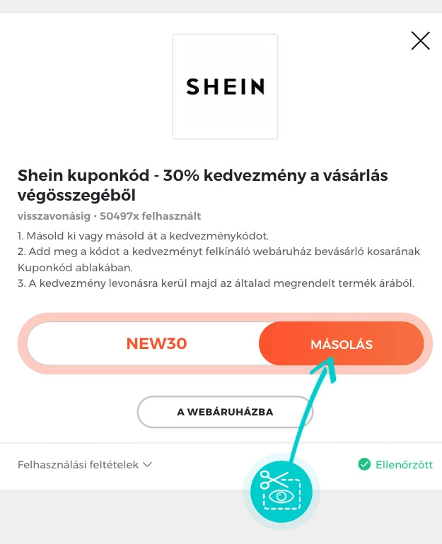 Útmutató egy Shein kuponkód bemásolásához
