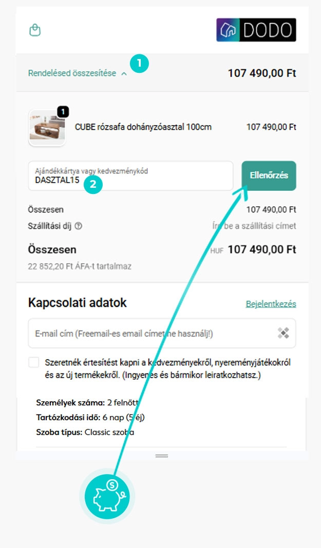 Útmutató egy DODO kuponkód beváltásához