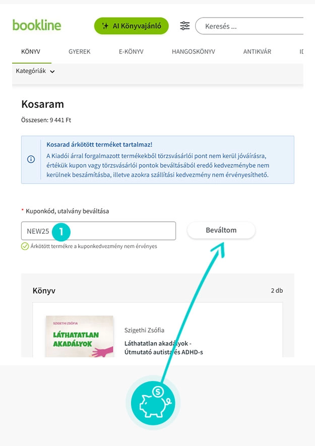 Útmutató egy Bookline kuponkód beváltásához