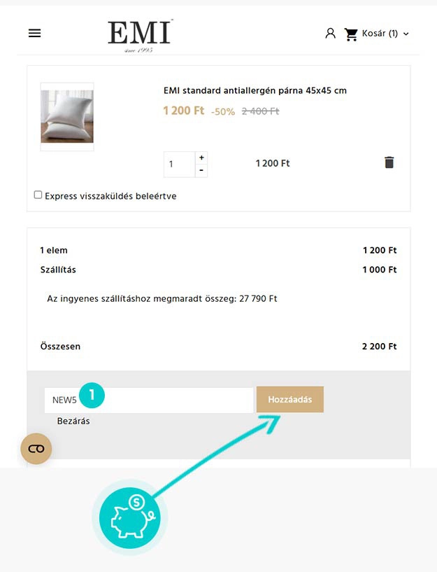 Útmutató egy EMI kuponkód beváltásához