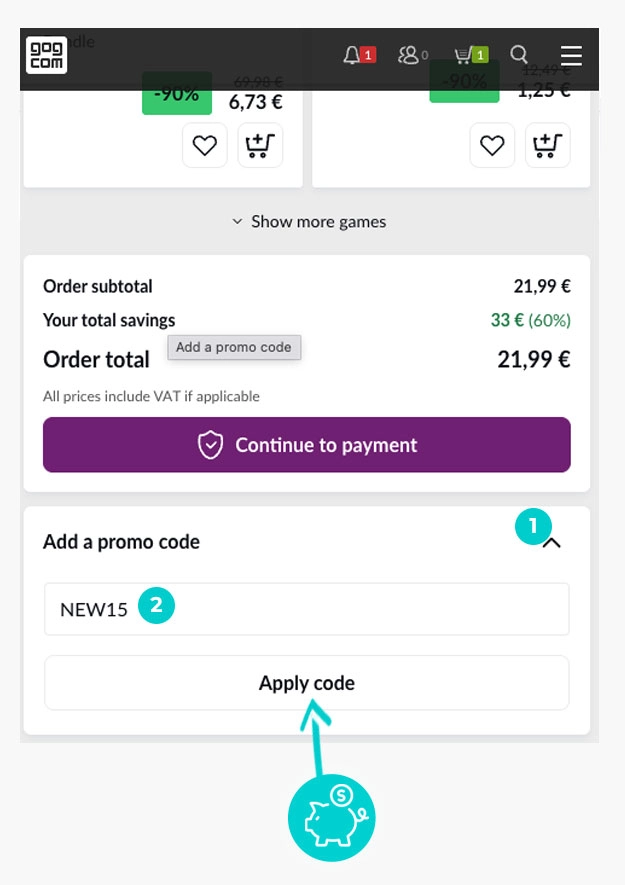 Útmutató egy GOG kuponkód beváltásához