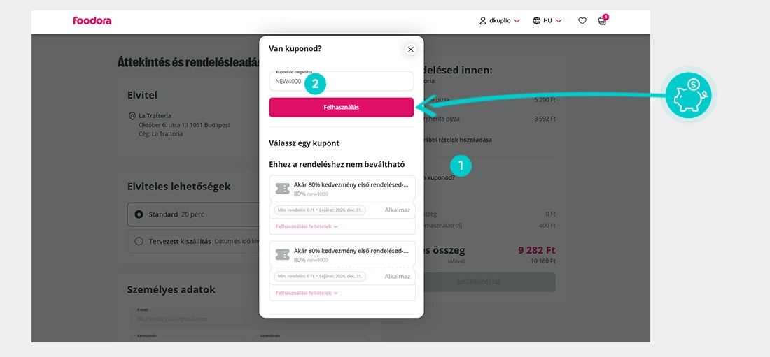 Útmutató egy Foodora kuponkód beváltásához
