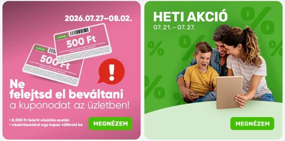Reklámbanner a heti akciókra és a kuponkódokra