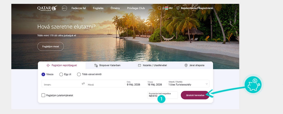 Útmutató egy Qatar Airways kuponkód beváltásához