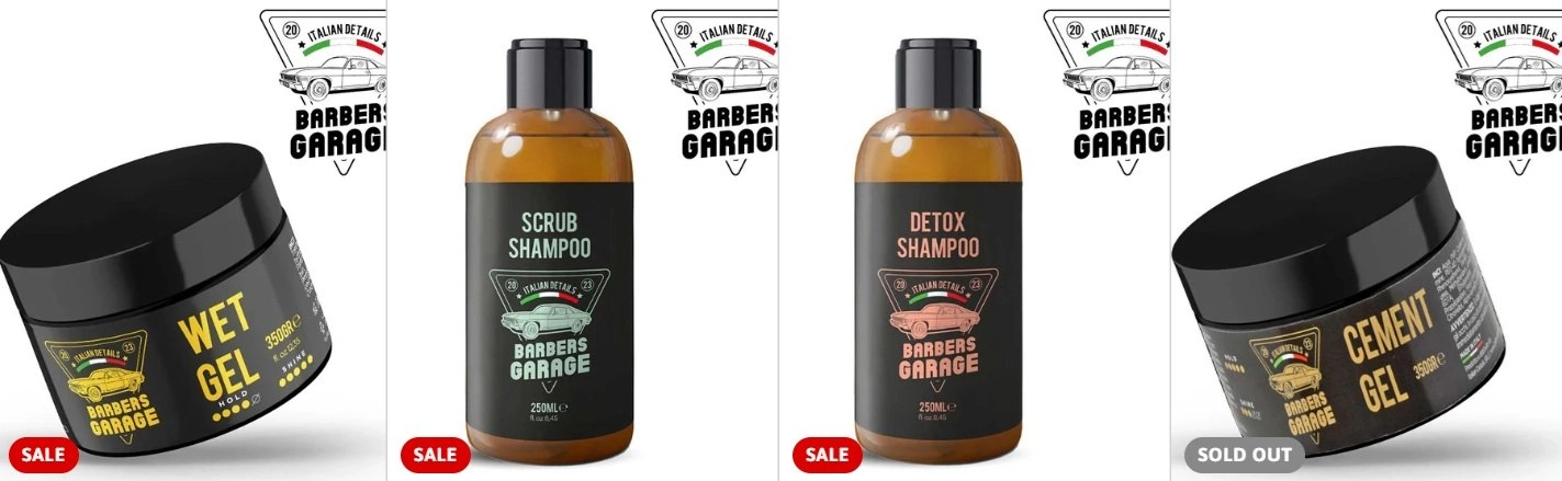 Barber termékek kínálata