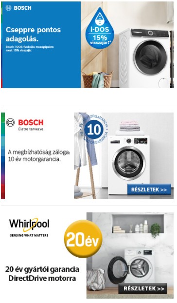 Bosch és Whirlpool mosógépek garanciái