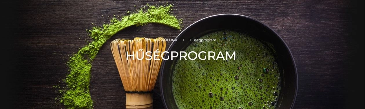 Hésugprogram reklám, amelyen matcha bambusz keverő és tál látható